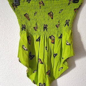 Stitch & Pine Green Butterfly Print Crop Top